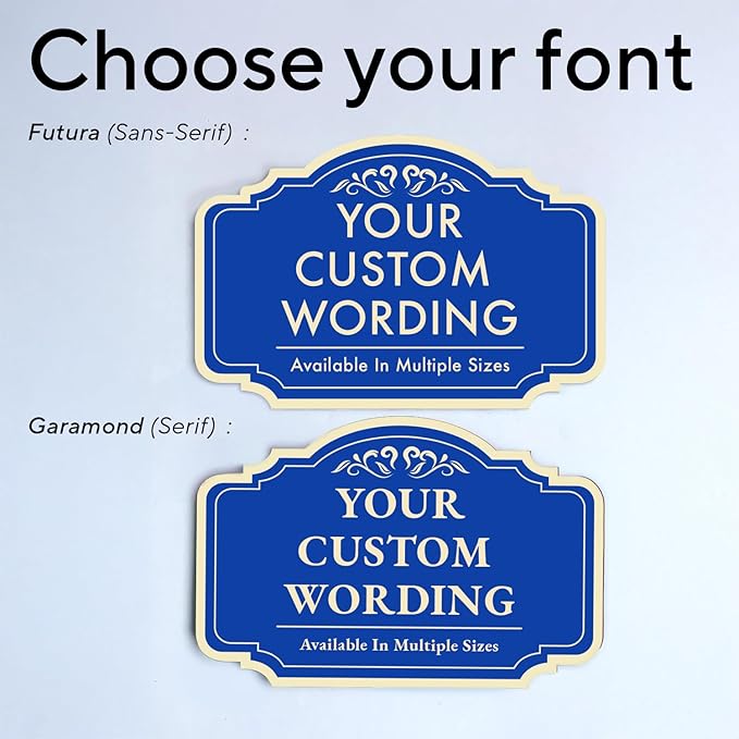 Custom Decorative Outdoor Metal Sign - Personalized Aluminum Driveway Sign, Waterproof, Made in USA - Design 2 Blue Steel 12x8 In