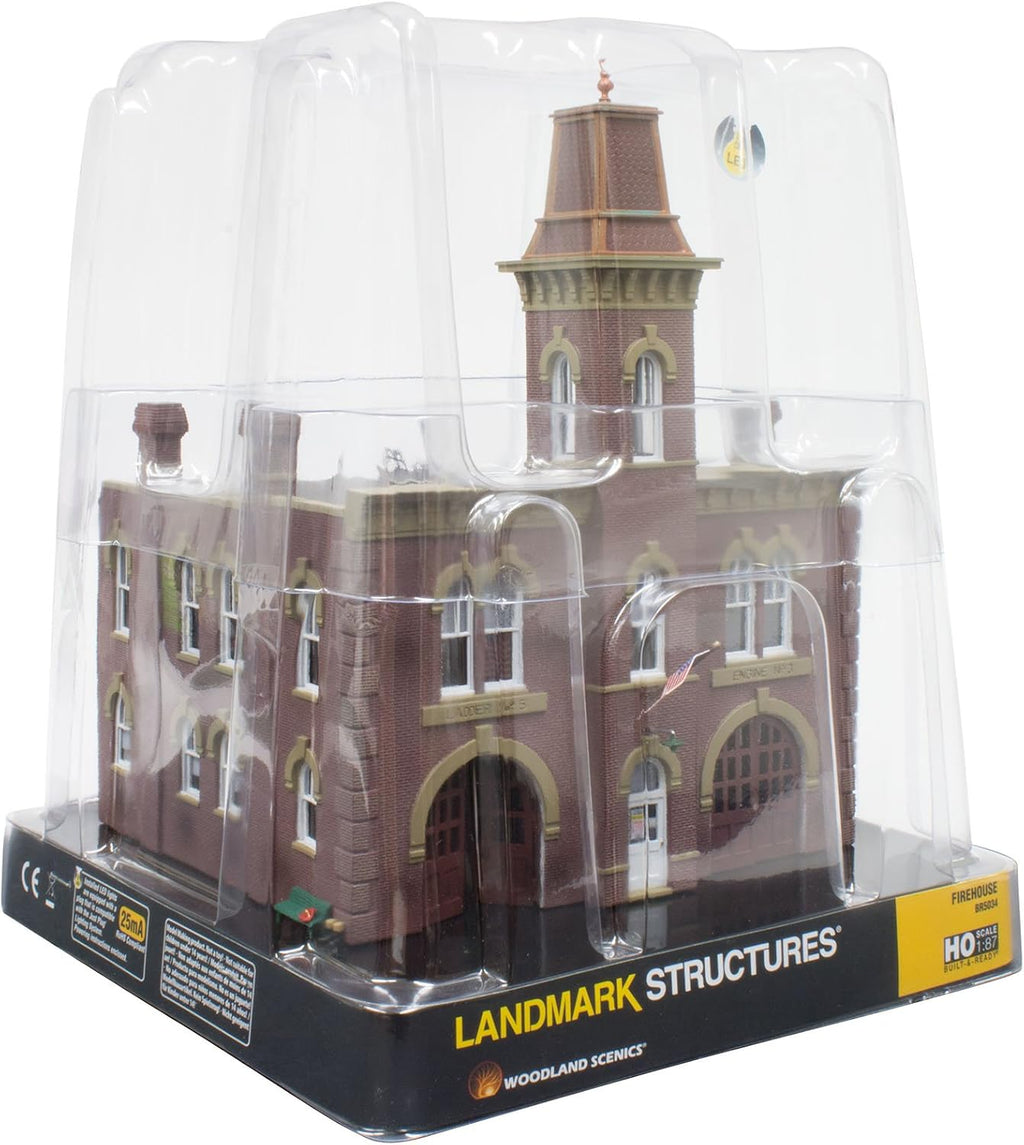 built-n-ready 2-story firehouse building ho woodland scenics, close-up detail