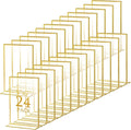 Hoteam 24 Pack 5 x 7 Clear Acrylic Sign Holder with Gold Borders, Gold Picture Frame, Double Sided Wedding Table Number, Acrylic Menu Stands for Wedding Table, Restaurant Sign, Photos Display