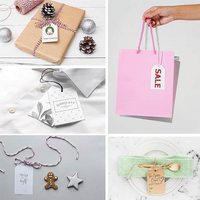 Custom Hang Tags, Personalized Logo Text Price Tags Kraft & Paper Gift Tags with Jute for Jewelry Crafts Wedding Birthday Celebrating Christmas Day Thanksgiving, 100 Pack (1.7x2.79 INCHES)
