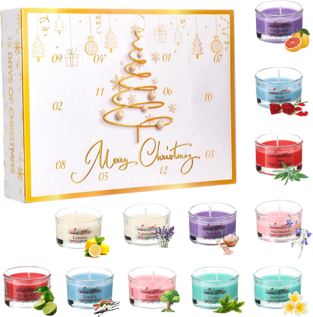 Conelist 12 Days Christmas Advent Calendar 2026 Scented Candles Gift for Women Adult Christmas Countdown Calendar with Assorted Scented Candle 1 oz Soy Wax Candles