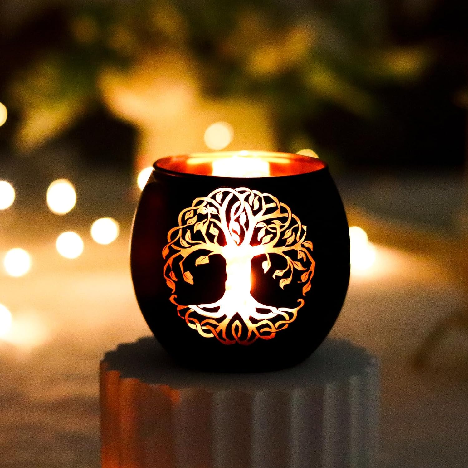 SHMILMH Black Gold Votive Candle Holders 6 PCS Tree of Life Glass Tealight Candle Holders Wedding Decorations for Reception, Birthday Party, Baby Shower, Bridal Shower Table Centerpiece Decor