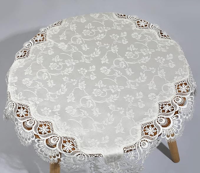 vctops Damask Lace Patchwork Tablecloth Luxury Square Small Table Cover Elegant Floral Embroidered Lace Table Cloth for Party Kitchen Dinning Picnic Decoration (Type C,22"x22")