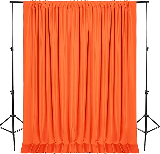 DWCN 10x8 FT Orange Backdrop Curtains for Parties, Photography Backdrop Drapes with Rod Pockets for Wedding Decorations Stage Birthday Family Gatherings, 2 Panels 5ft x 8ft