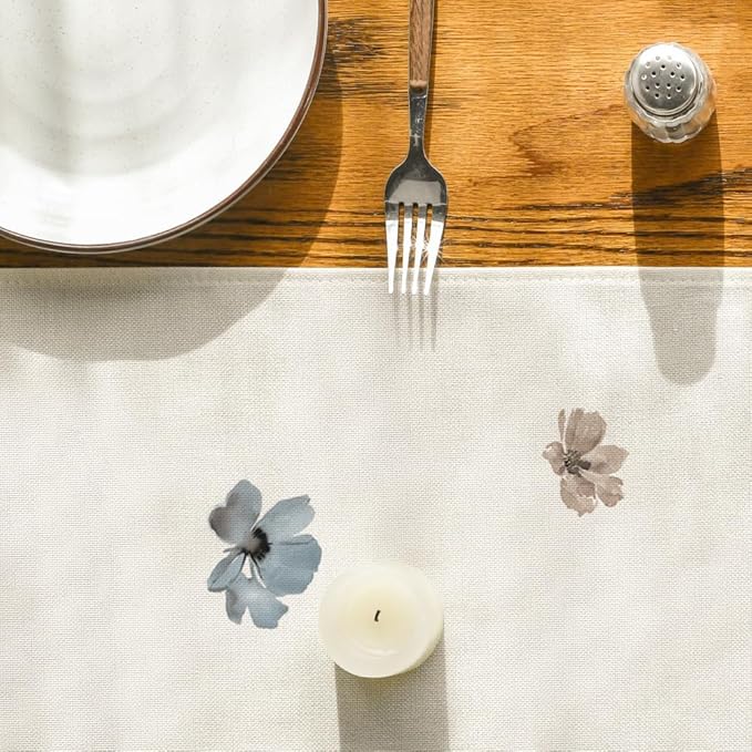 Artoid Mode Brown Poppy Floral Leaves Spring Table Runner, Seasonal Summer Kitchen Dining Table Decoration for Home Party Decor 13x48 Inch