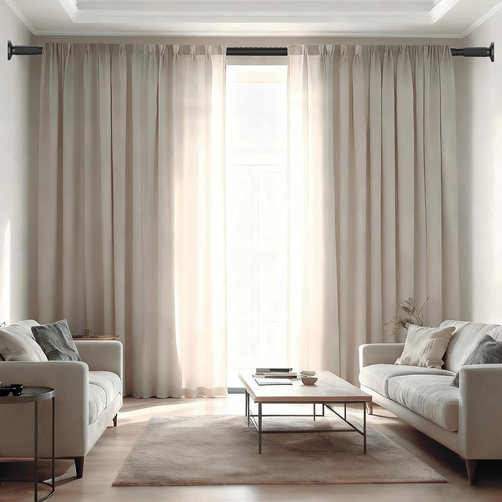 tension curtain rod 51-166 inch(4.25-13.83ft), extra long outdoor on a desk or shelf