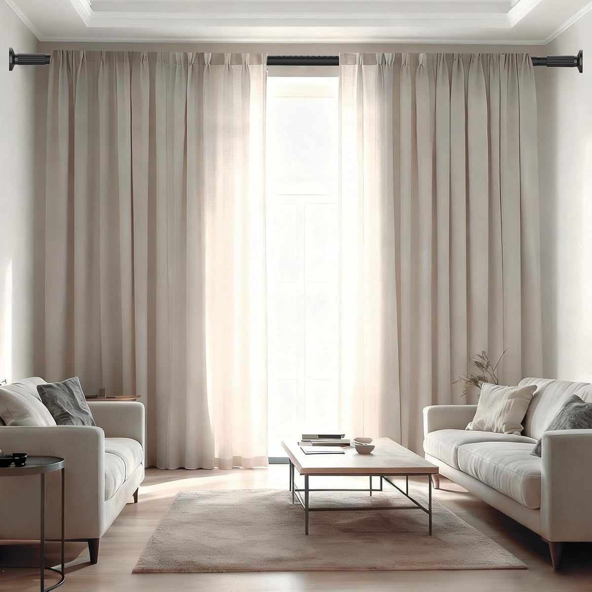 tension curtain rod 51-166 inch(4.25-13.83ft), extra long outdoor on a desk or shelf