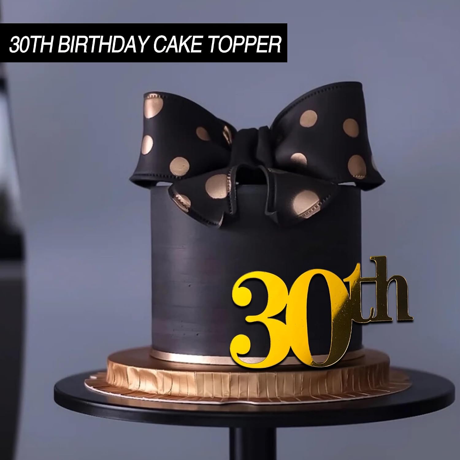 24 PCS 30th Birthday Cake Topper 8 Styles in Gold Black Silver Acrylic Thirty Cake Topper for Birthday Party Decorations