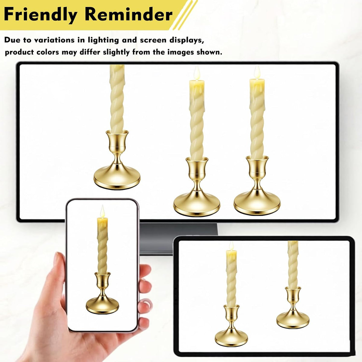 48Pack Gold Taper Candle Holders Metal Vintage Brass Candlestick Holders