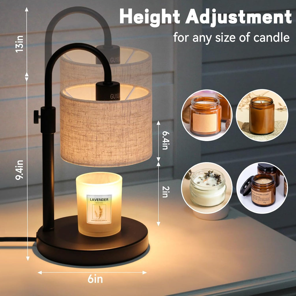 FINCMY Candle Warmer Lamp with Timer, Adjustable Height Candle Wax Warmer Candle Lamp Warmer for Jar Candles, Home Decor House Warming Gifts Compatible with Various Candles (Linen)