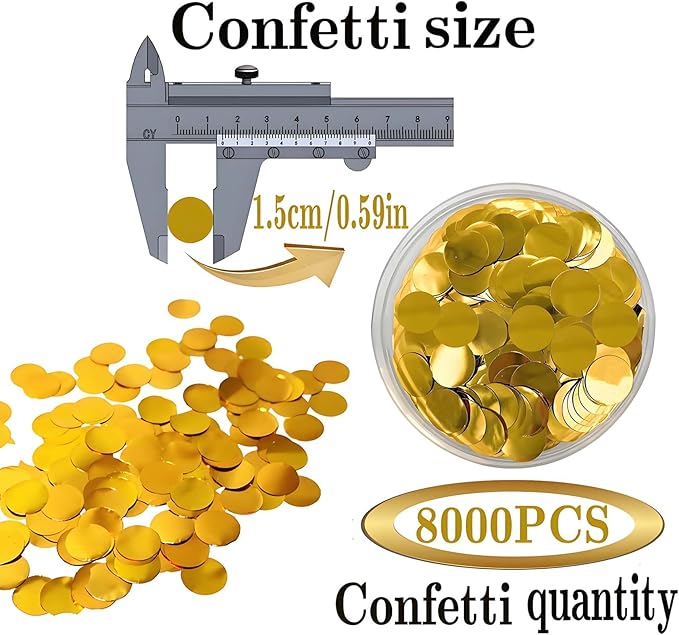 Gold Round Table Foil Confetti Beautiful Metallic Table Confetti Glitter for Fill Balloons, Wedding,Birthday, Party,Festival Decoration(8000PCS)
