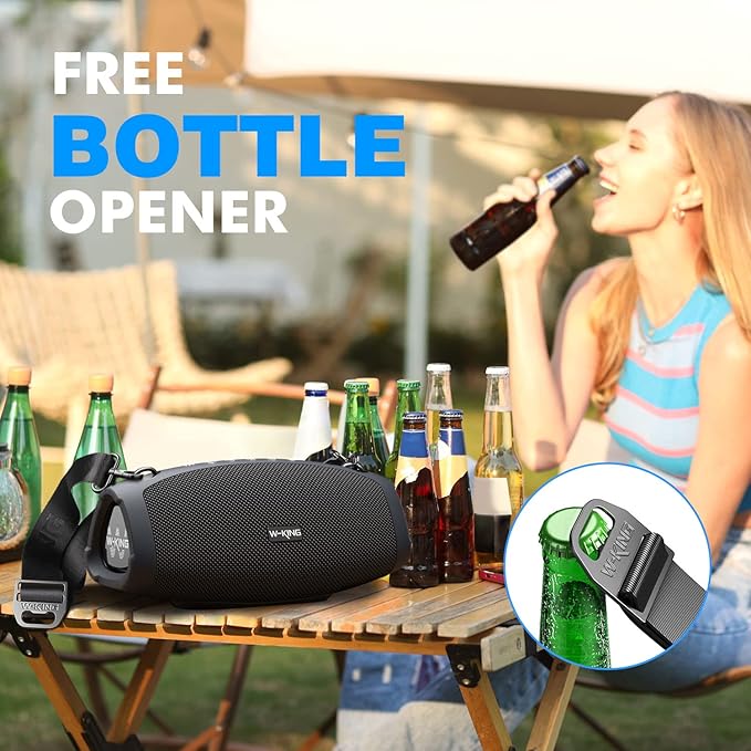 W-KING 120W Max Portable Speakers Bluetooth Wireless, IPX6 Waterproof Loud Bluetooth Speaker Boombox, Triple Passive Radiator/Subwoofer*2-70W Deep Bass/DSP/2 Pairing/42H/EQ/Party Large Outdoor Speaker