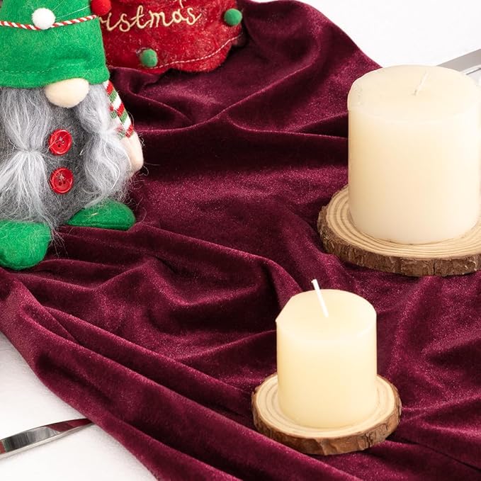 Burgundy Velvet Table Runner 3 Pack Fall Thanksgiving Red Table Runners 20 x 120 Inch Luxurious Elegant Velvet Fabric Friendsgiving Table Decor for Christmas Dinner Wedding Bridal Baby Shower