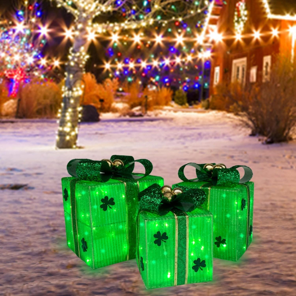christmas lighted gift boxes set of 3, christmas, main product view