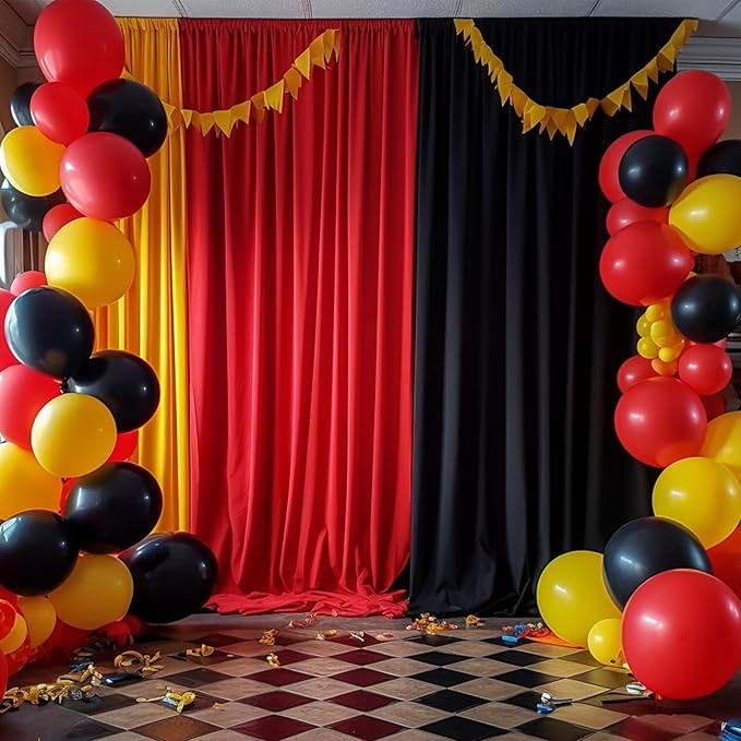 40×14ft Wrinkle Free Red Backdrop Curtain for Wedding Parties,8 Panels 5×14ft Height Soft Silky Polyester Backdrop Drapes Red Photo Back Ddrop Curtains for Event Photography Christmas Background Cloth