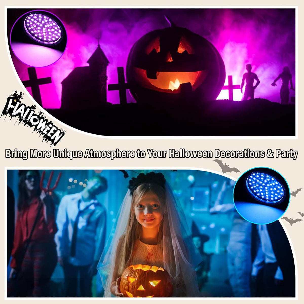 Strobe Lights Halloween, Telbum Colorful Strobe Light for Parties, Super-Brig...