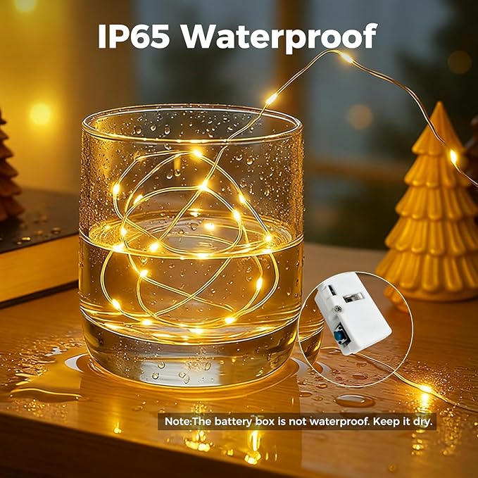 24 Pack Fairy Lights with Timer Battery Operated, 3 Modes 7ft Mini Waterproof Twinkle Lights, 20 LED Bulk String Light for Mason Jar Christmas Decoration Wedding Table Centerpieces,Warm White