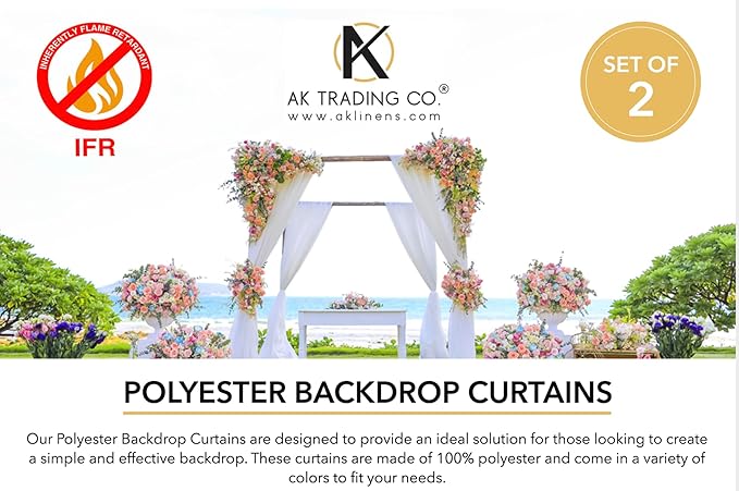 AK TRADING CO. 10 feet x 8 feet IFR Polyester Backdrop Drapes Curtains Panels with Rod Pockets - Wedding Ceremony Party Home Window Decorations - Blush Pink