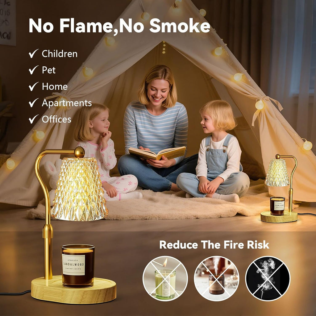 Candle Warmer Lamp with Timer Dimmer, Birthday Gifts for Women Mom, Height Adjustable Wax Melt Warmer for Jar Candles with 2 Bulbs, House Warming Gifts New Home Decor