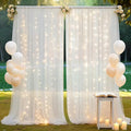 10×10ft Tulle Backdrop Curtains with Lights String - 300LED Fairy Lights Sheer Curtain Backdrop for Weddings Baby Shower and Birthday Party Decorations(8 Panels 5×10ft)