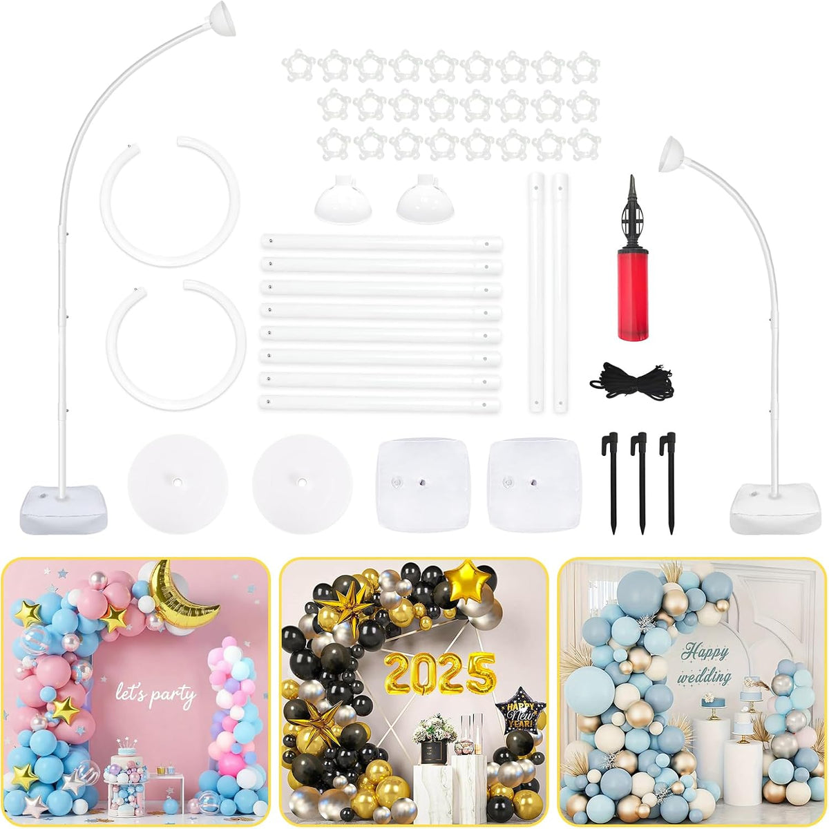 Half Balloon Arch Stand with Base 8.2FT & 6FT, Balloon Stands for Floor