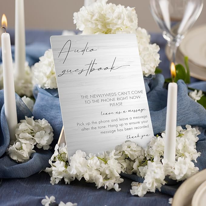 Audio Guestbook Sign, Wedding Guestbook Wooden Sign Stand 5x7inch, Message Audio Guest Book Wedding Sign Stand, Wedding Signs for Reception, Wedding Table Decorations, Wedding Table Sign