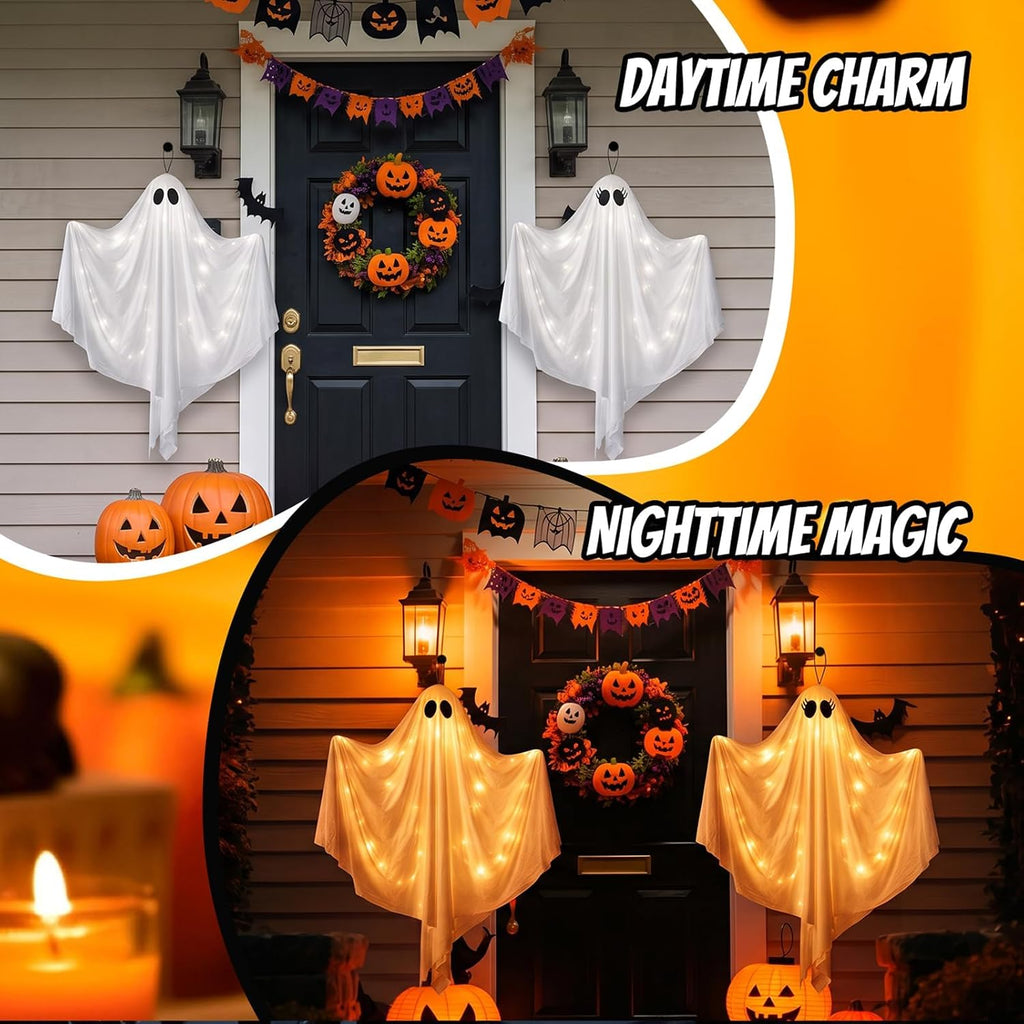 47.25" light up hanging ghost halloween decorations outdoor, side view