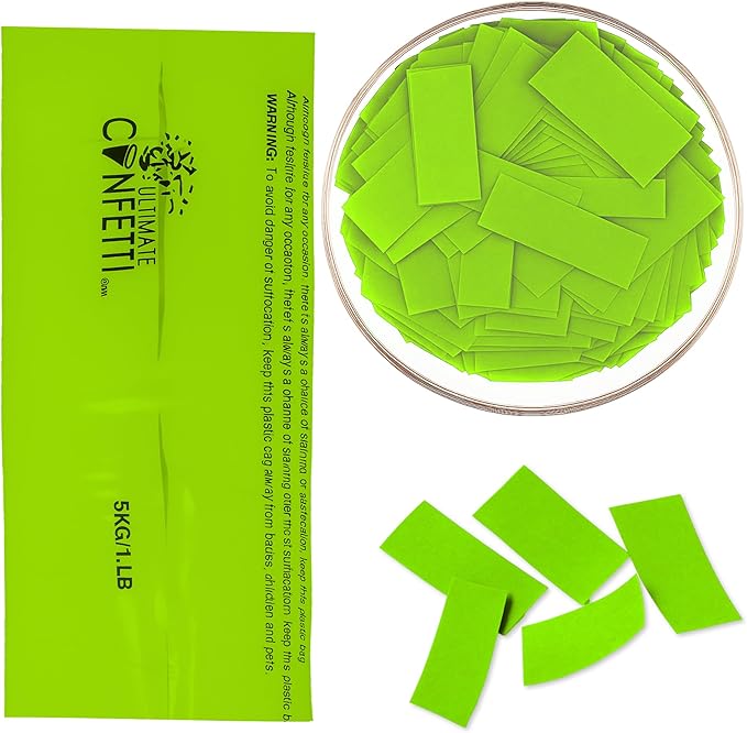 Ultimate Confetti, Rectangular Biodegradable Confetti – light Green Fluttering Tissue Paper Confetti for Cannon and Launcher use - Wedding Confeti, Birthday, Parties and Live Events - 1 lb, 16 oz
