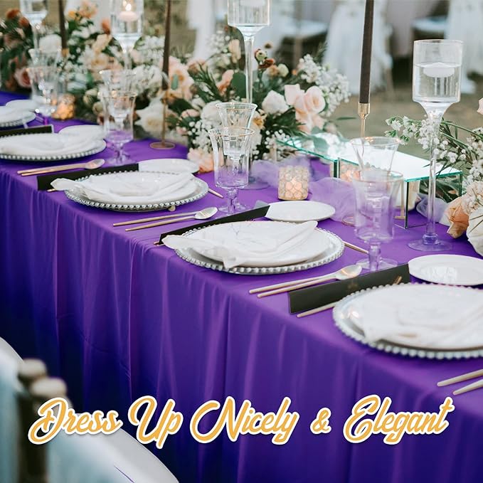 BRILLMAX 6 Pack Purple Tablecloths for 6 Foot Rectangle Tables 60 x 102 Inch - 6ft Rectangular Bulk Linen Polyester Fabric Washable Cloth Cover for Wedding Reception Banquet Birthday Party