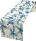 Starfish Plaid Table Flag Green Plaid and Marine Life Starfish Kitchen Table Flag Suitable for Birthday Party Restaurant Decoration Outdoor Picnic 13 * 90 Inch