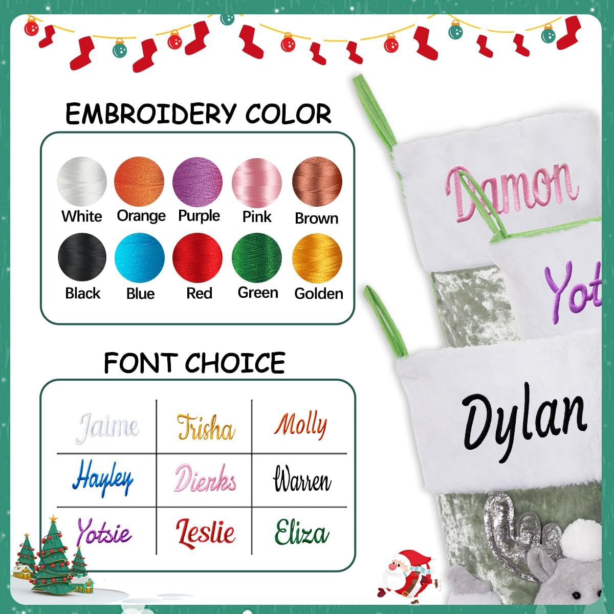 ULICO Personalized Christmas Stocking, Pink Custom Christmas Stocking 18 Inches Xmas Stockings Holiday Christmas Decoration for Family Gril Boy Kids(1 Pcs)