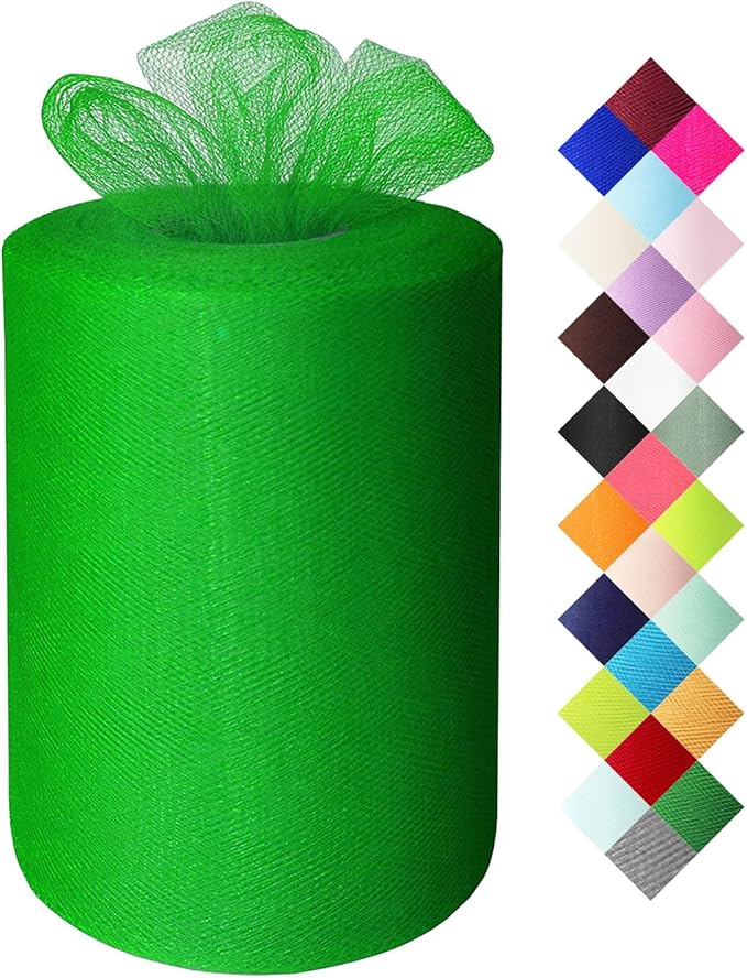 Emerald Green Tulle Fabric Roll 6 Inch X 300 FT (100 Yards) Matte Tulle Ribbon Netting Mesh Spool for DIY Tutu Skirt Wedding Bow Gift Wrapping Baby Shower Christmas Party Halloween Decorations