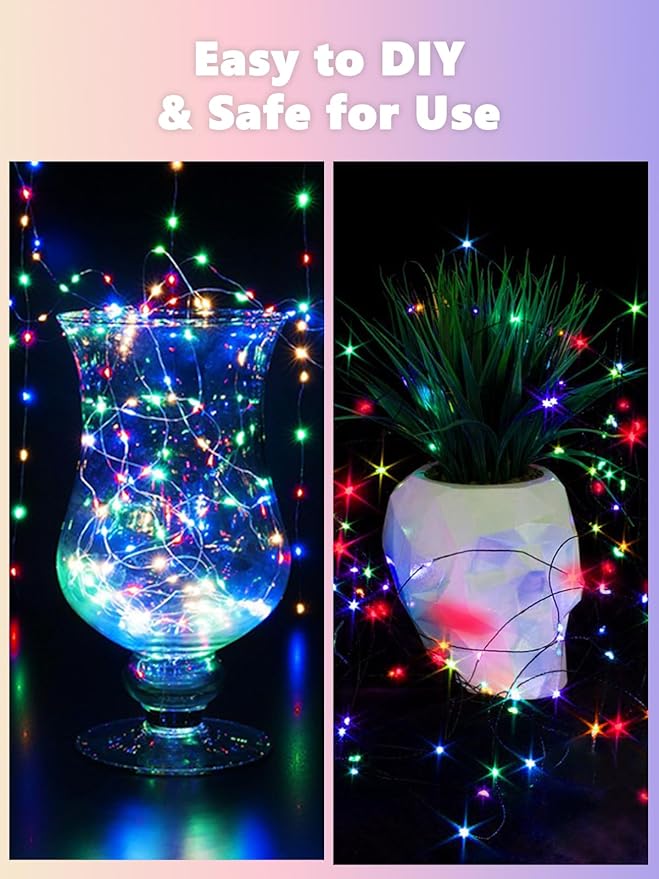 4 Pack Fairy Lights Battery Operated with Remote Control Timer, 26 FT 80 LED String Lights Outdoor Indoor, 8 Mode Twinkle Lights for Christmas Party Wedding Birthday Bedroom Decorations (Multicolor)