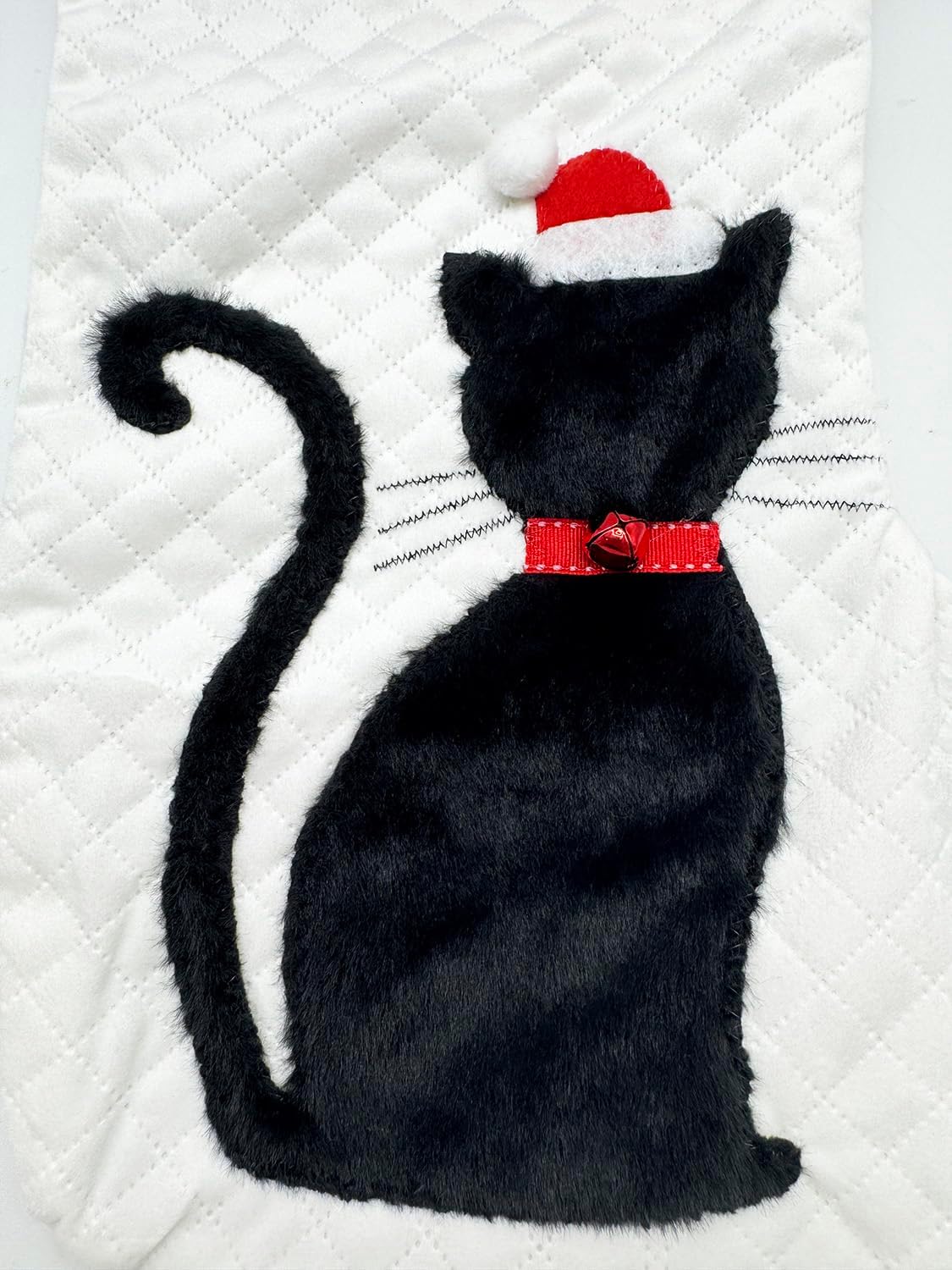 Cat Christmas Stockings Dual-Layer with 3D Black Kitty and White Fish, 20 inch Large Pet Animal Cats Xmas Stockings for Christmas Family Decorations (Black Cat)
