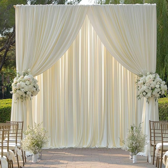 30 ft x 10 ft Wrinkle Free Ivory Backdrop Curtain for Wedding Parties, Polyester Ivory Photo Backdrop Drapes 6 Panels 5x10ft for Baby Shower Photoshoot Engagement Birthday Party Photography Background