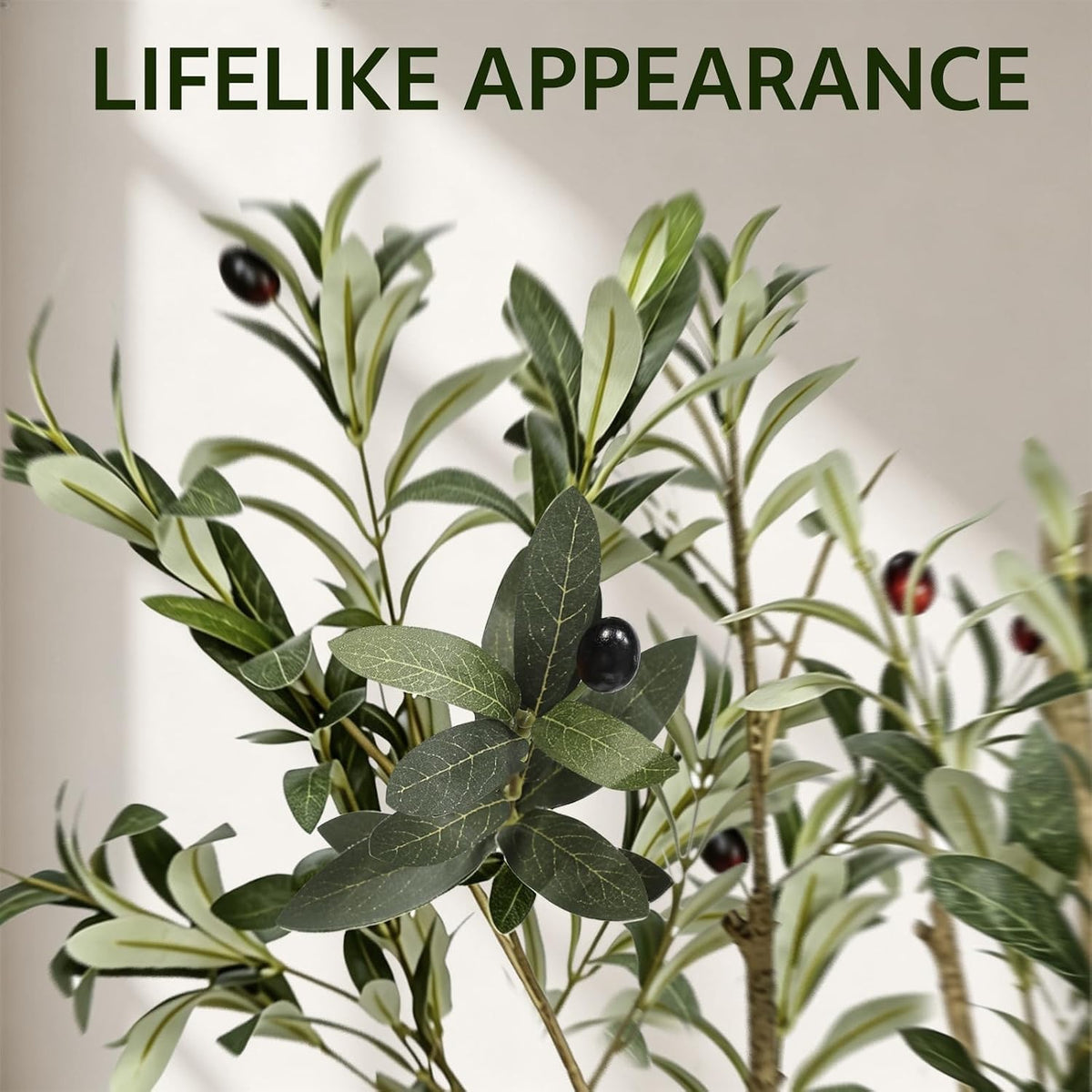7ft artificial olive tree indoor with elegant white showing dimensions