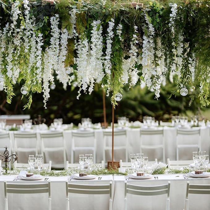 Wisteria Hanging Flowers,Fake Hanging Flowers,Wisteria artificiales Garland for Home Wedding Arch Floral Party Garden Ceremony Outdoor Decor,3.6 feet Long(36,White)
