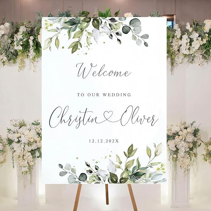 Personalized Welcome To Our Wedding Sign, Wedding Decorations, Flowers Wedding Sign #17, Vesion 17