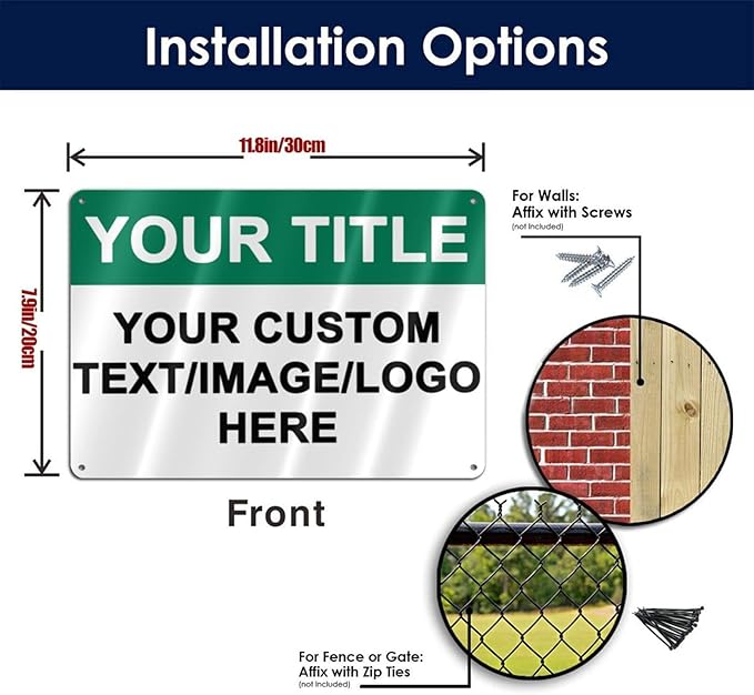 Custom Outdoor Metal Signs - 12 x 8 Aluminum Rust-Proof Entrance, Garden, Hazard, Intersection, Parking, Decorative Signs (Personalized)