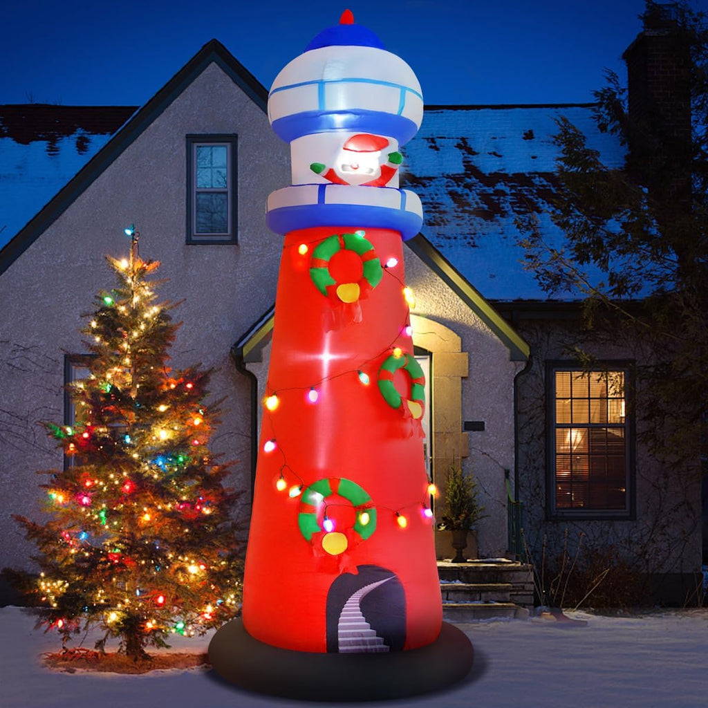 christmas inflatable lighthouse decorations, 10ft giant blow up, package contents