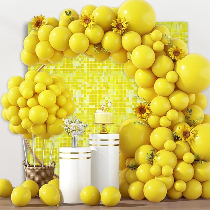 12PCS Colorful Yellow Shimmer Wall Backdrop, Square Sequin Photo Backdrops Panel, Glitter Wall Background for Birthdays, Weddings, Christmas, Engagements, Disco Bachelorette Party Decor (3FTx4FT)