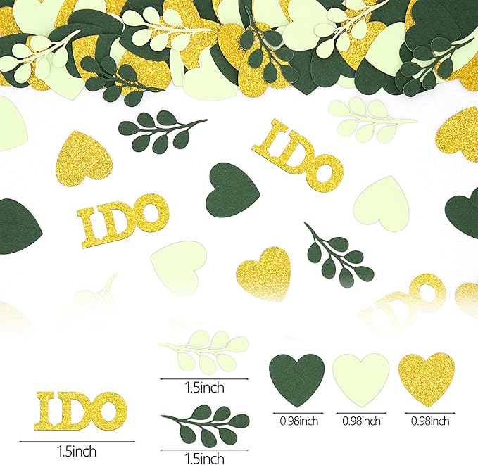 200PC Sage Green Wedding Confetti Wedding Shower Decorations Heart I do Engagement Table Confetti Bridal Shower Bachelorette Party Decorations