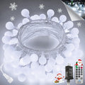 100LED Connectable String Lights Indoor Outdoor for Bedroom, 43ft White Christmas Lights with Remote & Timer, Plug in 8 Modes Waterproof Globe Fairy Light for Christmas Decor Room Classroom Wedding