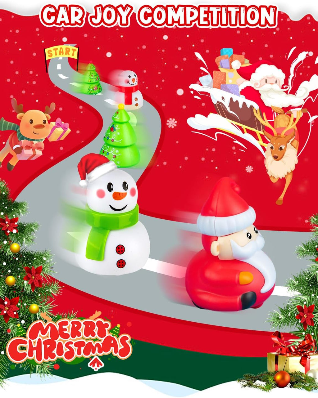 12PCS Christmas Mini Pull Back Cars Toys | Christmas Themed Toys for Toddlers for Classroom Prizes, Stocking Stuffers, Holiday Birthday Party Favors