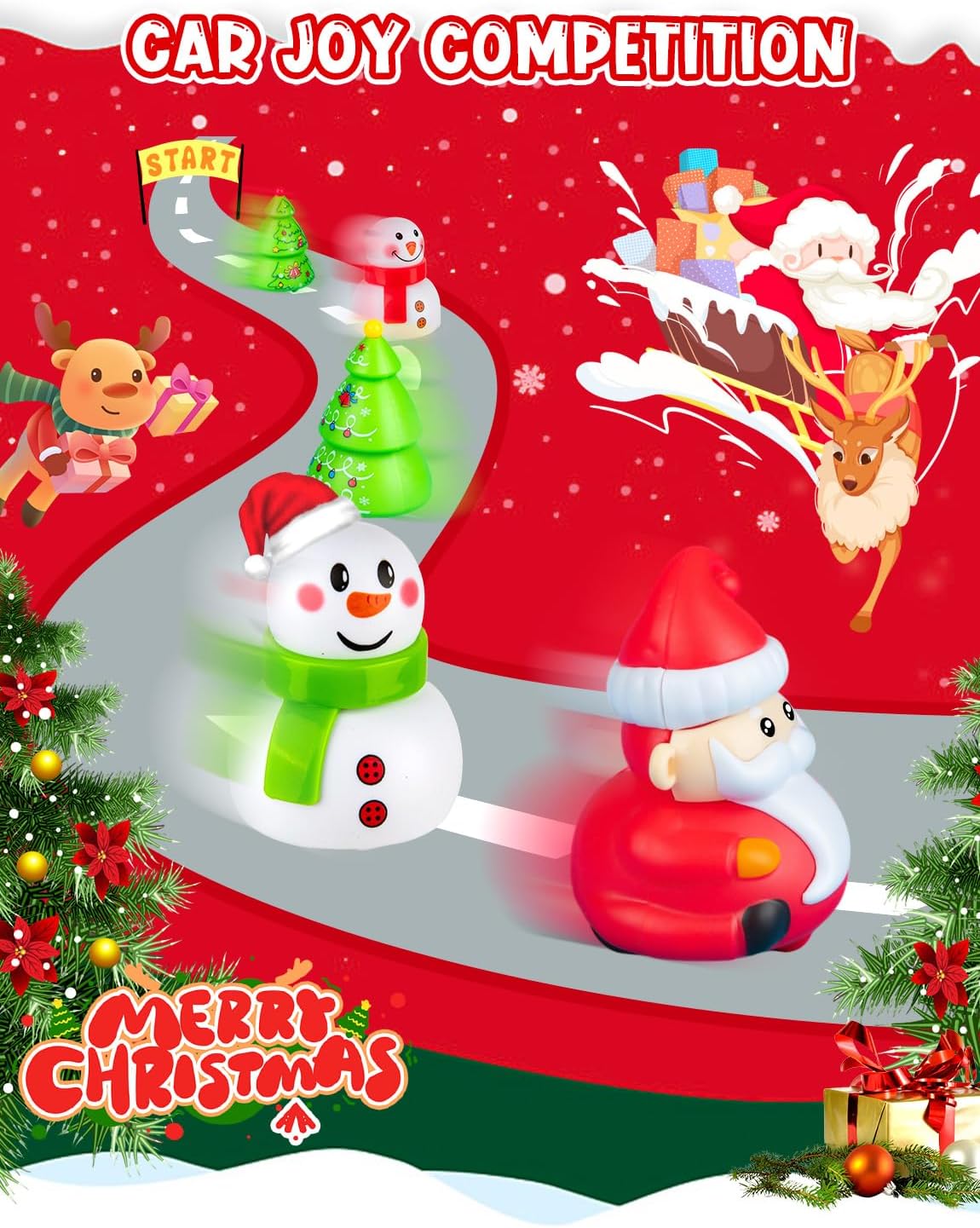 12PCS Christmas Mini Pull Back Cars Toys | Christmas Themed Toys for Toddlers for Classroom Prizes, Stocking Stuffers, Holiday Birthday Party Favors