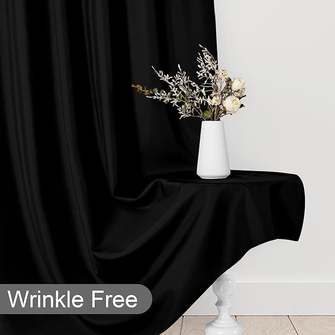 DWCN 10x10 FT Black Backdrop Curtains for Parties, Photography Backdrop Drapes with Rod Pockets for Wedding Decorations Stage Birthday Family Gatherings, 2 Panels 5ft x 10ft