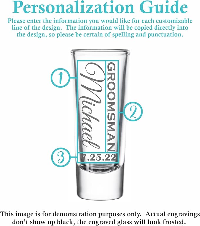Custom Engraved 2 oz Shot Glass – Personalized Etching – Groomsman & Bridesmaid Gift – Wedding Favor (1)
