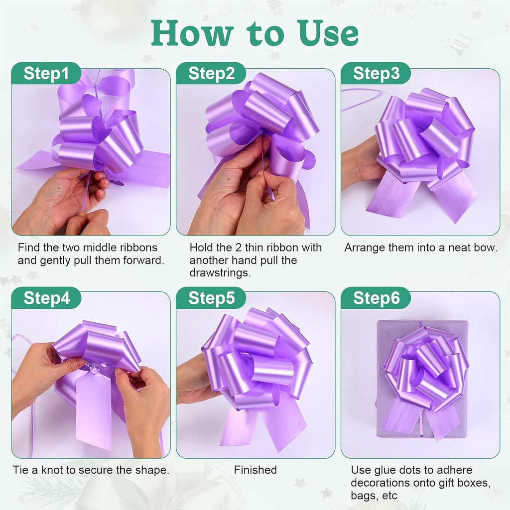 TUXIYA 40PCS 6 Inch Large Pull Bows,20 Colors Bow for Gift Wrapping,Reusable Birthday Ribbon Bow for Wrapping Boxes & Decorative Accents