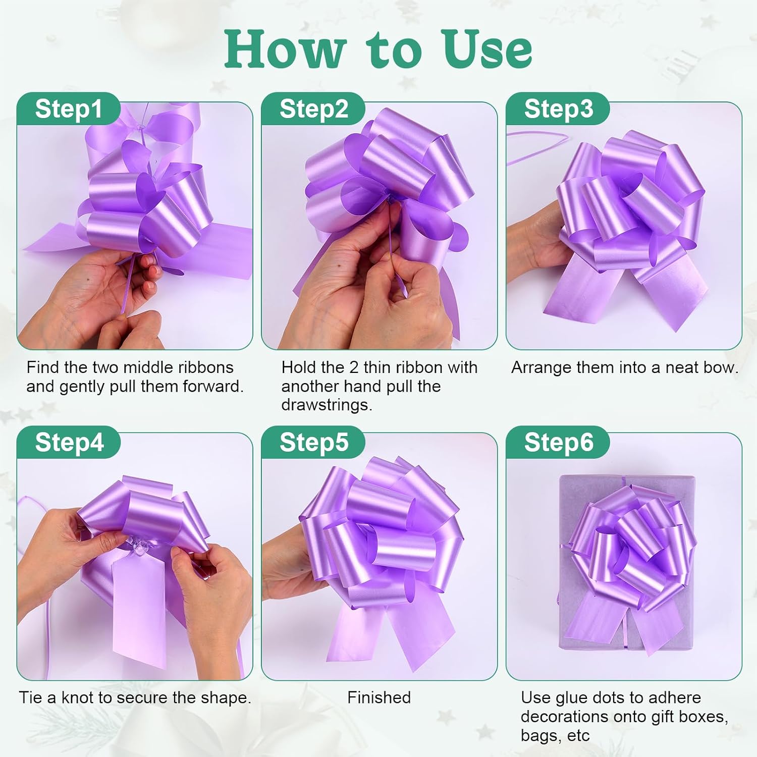 TUXIYA 40PCS 6 Inch Large Pull Bows,20 Colors Bow for Gift Wrapping,Reusable Birthday Ribbon Bow for Wrapping Boxes & Decorative Accents