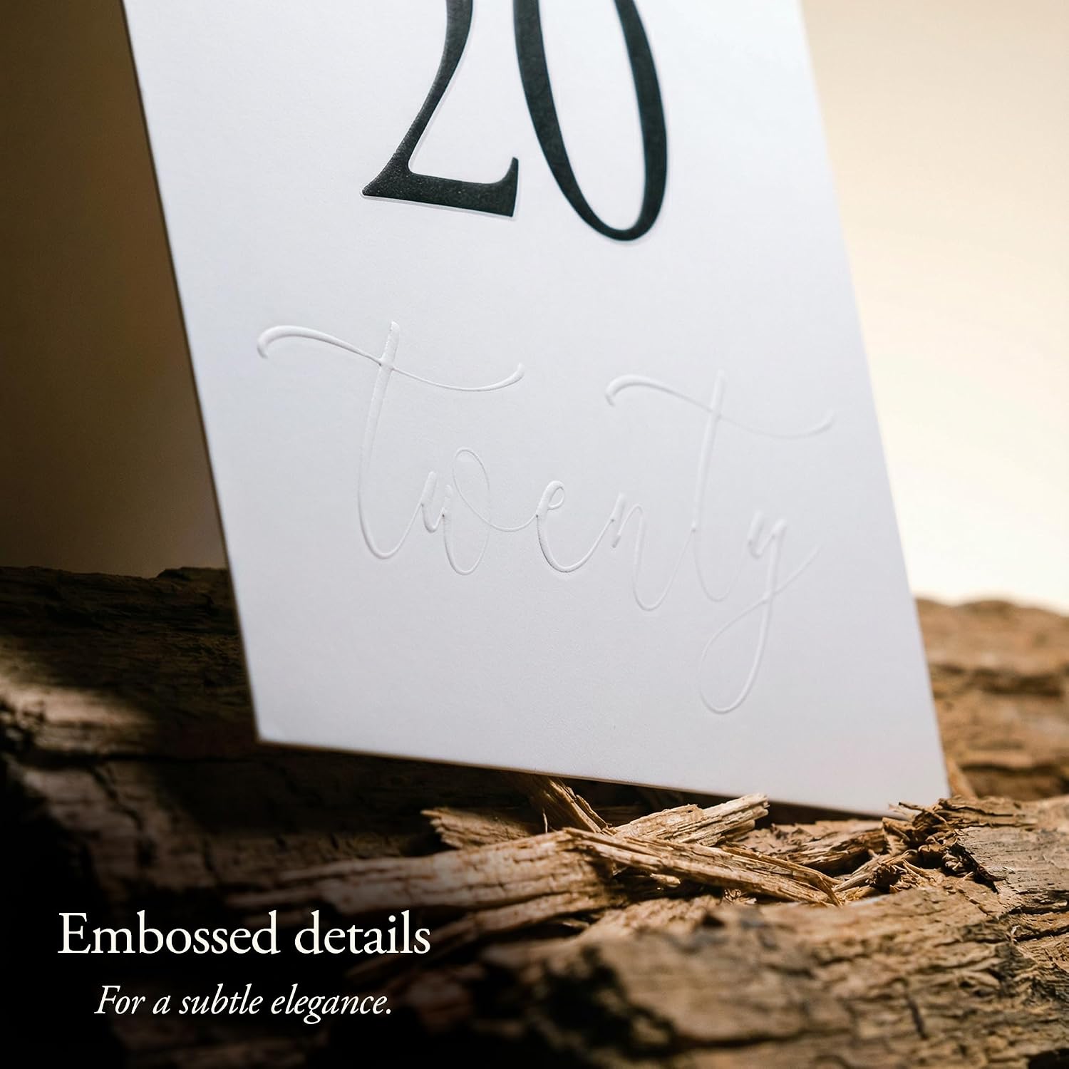 SIKO Table Numbers 1-20 - Double Sided Wedding Table Numbers with Head Table Card & Embossed Details - 4x6 inches, Self-Standing Table Cards for Wedding Reception | Perfect for Special Occasion Events